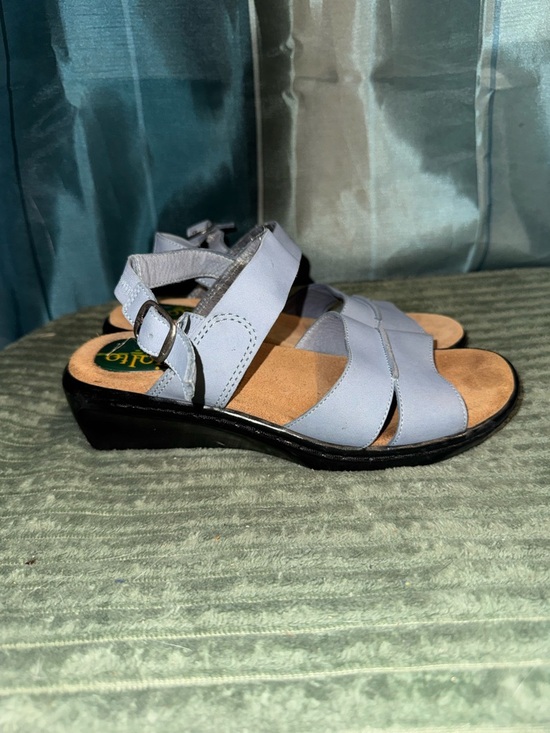 Rialto Shoes - Rialto Light Blue Strappy Wedge Sandal